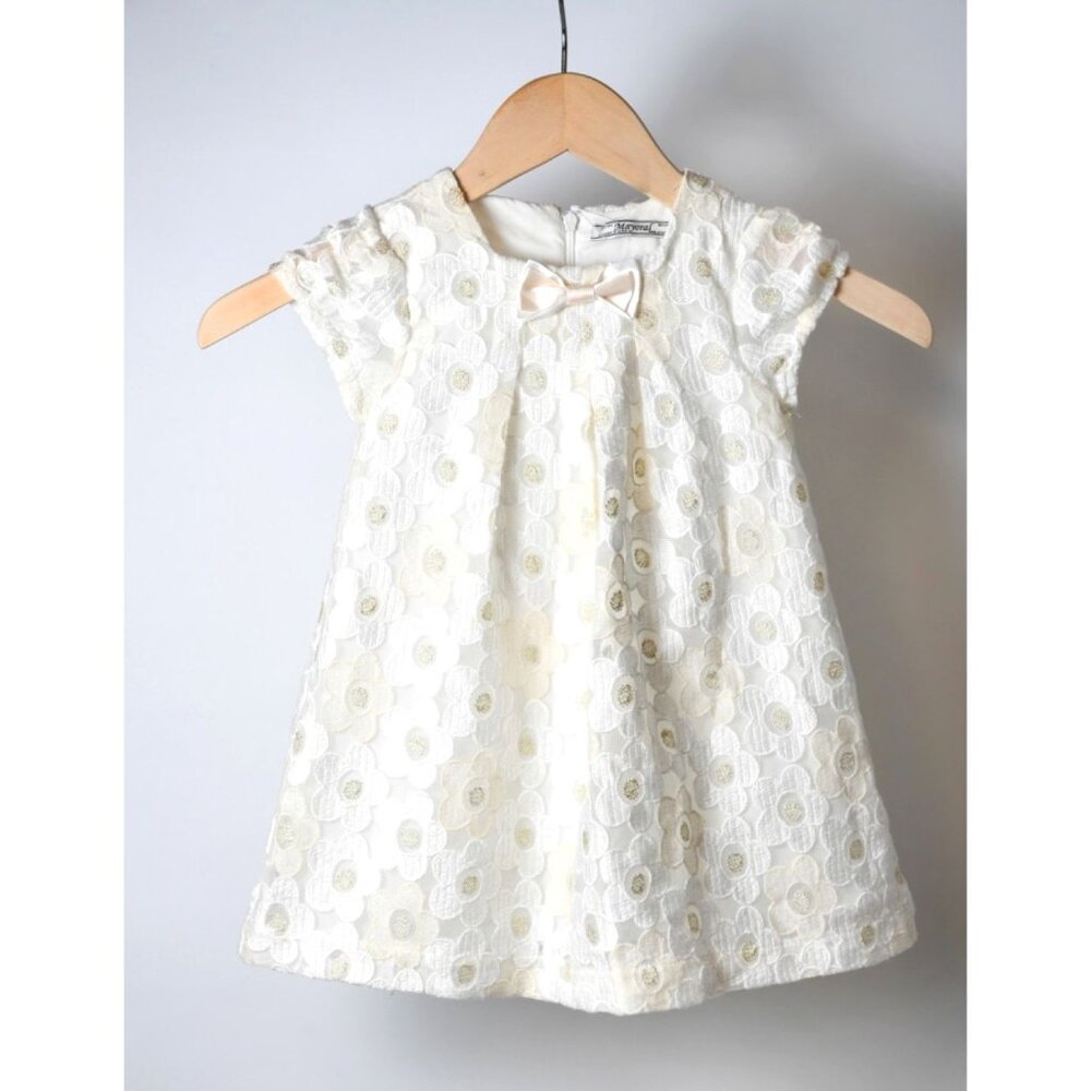 NEW Mayoral Chic Easter White Baptism Dress Baby Girl 24M 2/3Y Flowers Ruffle